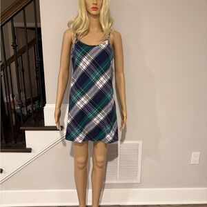 Willow Creek blue and green plaid flannel chemise nightgown